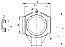 吊裝式軸承座單元 RTUEY50-TV-VA, 塑料軸承座，內(nèi)圈帶平頭螺釘?shù)耐馇蛎媲蜉S承，耐腐蝕設(shè)計，R 型密封