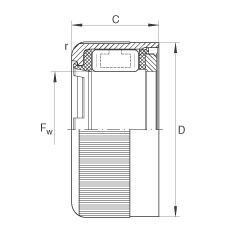 沖壓外圈滾柱離合器 HFL0606-KF-R, 滑動(dòng)或滾動(dòng)軸承布置，塑料彈簧，外圈滾花