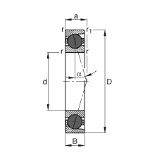 主軸軸承 HCB7202-C-T-P4S, 調節(jié)，成對或單元安裝，接觸角 α = 15°，陶瓷球，限制公差