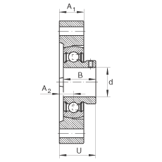 軸承座單元 FLCTEY12, 帶兩個(gè)螺栓孔的法蘭的軸承座單元，鑄鐵， 內(nèi)圈帶平頭螺釘， P 型密封，無再潤(rùn)滑結(jié)構(gòu)