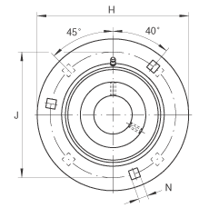 軸承座單元 GRRY30-VA, 帶三個(gè)/四個(gè)螺栓孔的法蘭的軸承座單元，沖壓鋼板，內(nèi)圈帶平頭螺釘，R 型密封， 耐腐蝕保護(hù)