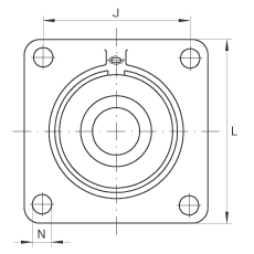 軸承座單元 PCCJ40, 帶四個(gè)螺栓孔的法蘭的軸承座單元，鑄鐵，雙列角接觸球軸承，P 型密封