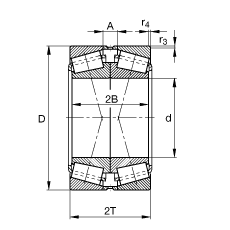 圓錐滾子軸承 32048-X-N11CA, 根據(jù) DIN ISO 355 / DIN 720 標(biāo)準(zhǔn)的主要尺寸，可分離，X型成對布置，有軸向內(nèi)部游隙